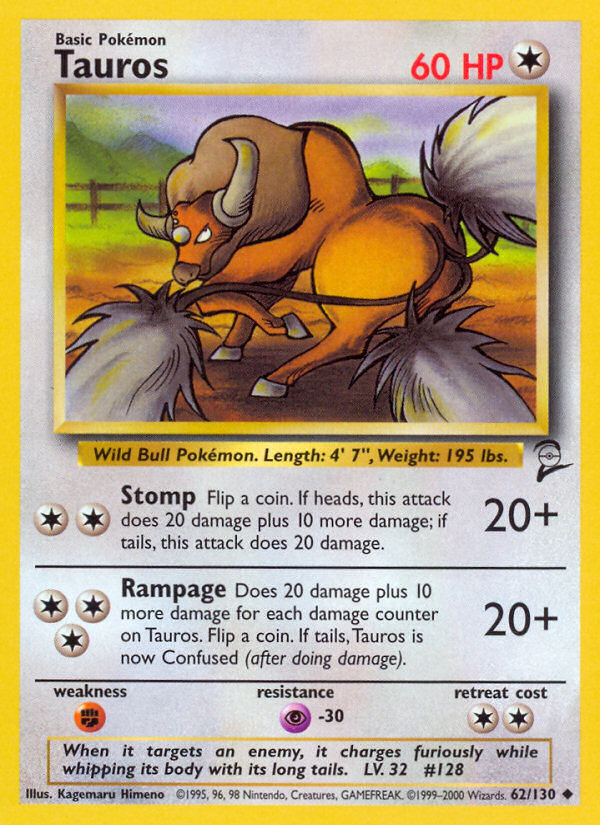 Tauros (62/130) [Base Set 2] | Deep Dive Games St. Marys