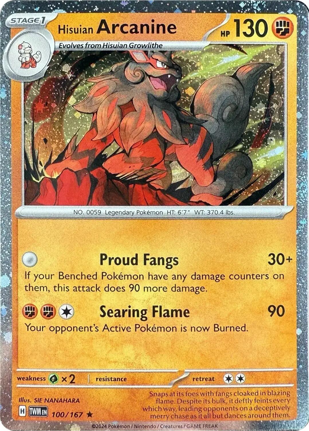 Hisuian Arcanine (100/167) (Cosmos Holo) [Scarlet & Violet: Twilight Masquerade] | Deep Dive Games St. Marys