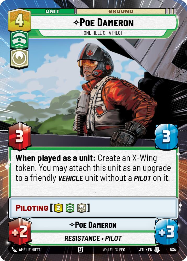 Poe Dameron - One Hell of a Pilot (834) (Hyperspace Foil) (834) [Jump to Lightspeed] | Deep Dive Games St. Marys