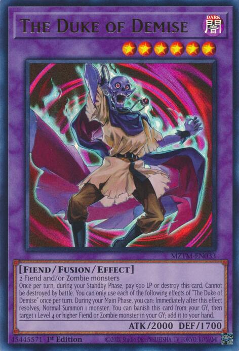 The Duke of Demise [MZTM-EN033] Ultra Rare | Deep Dive Games St. Marys