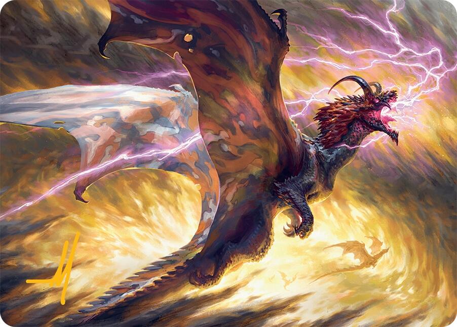 Stormscale Scion Art Card (17/54) (Gold-Stamped Signature) [Tarkir: Dragonstorm Art Series] | Deep Dive Games St. Marys