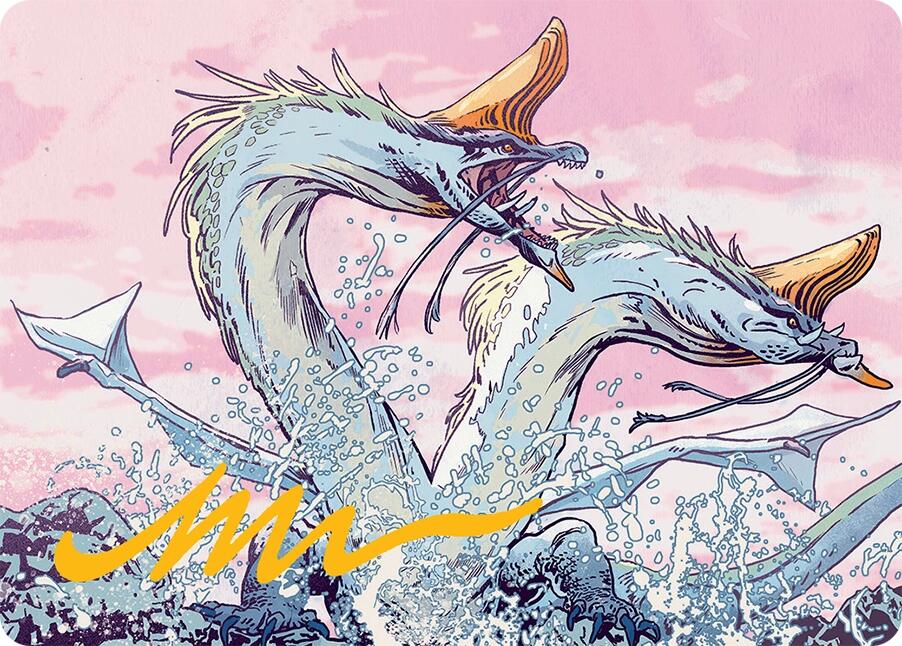 Twinmaw Stormbrood Art Card (39/54) (Gold-Stamped Signature) [Tarkir: Dragonstorm Art Series] | Deep Dive Games St. Marys