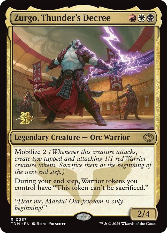 Zurgo, Thunder's Decree [Tarkir: Dragonstorm Prerelease Promos] | Deep Dive Games St. Marys