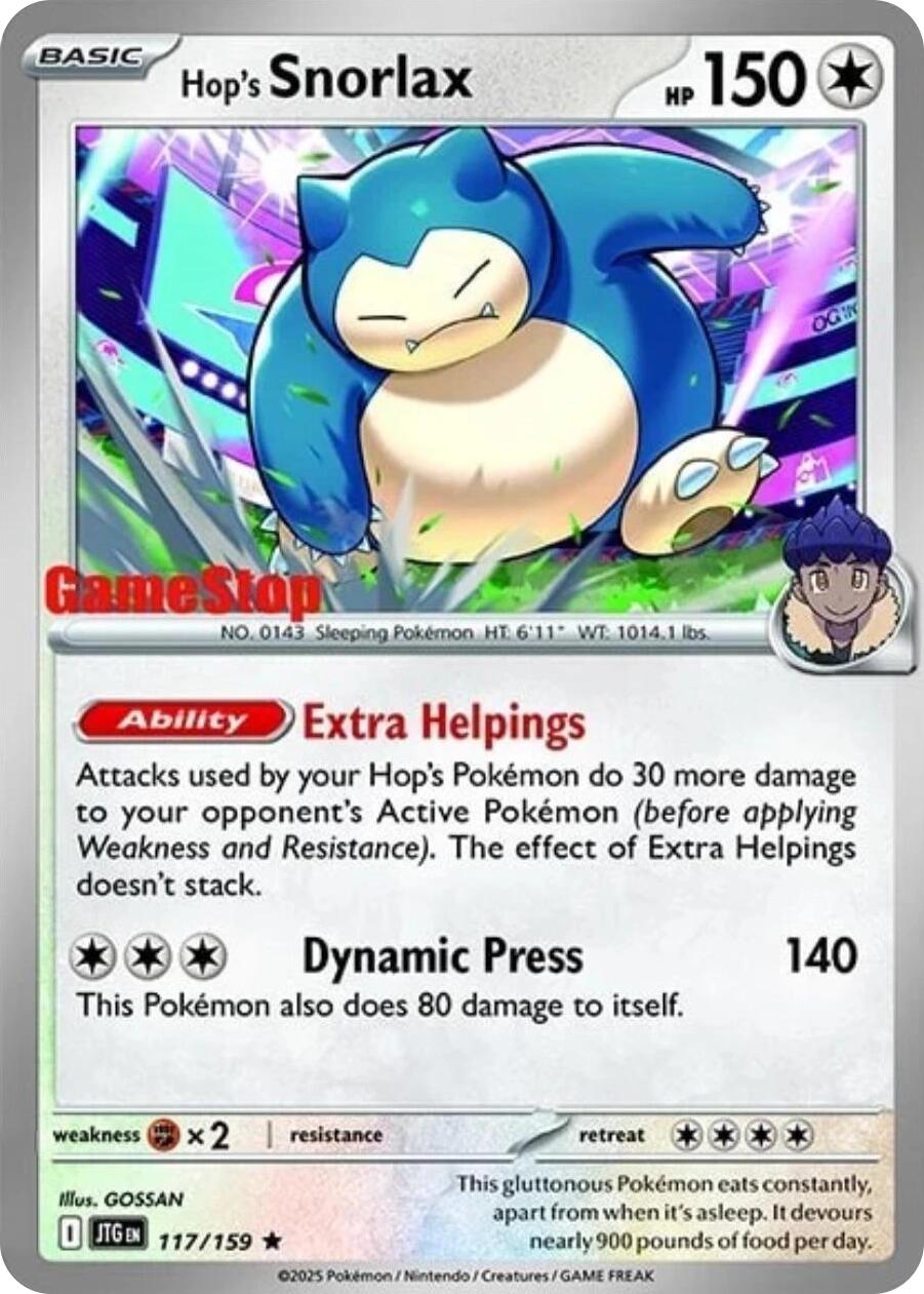 Hop's Snorlax (117/159) (GameStop) (Cosmos Holo) [Scarlet & Violet: Journey Together] | Deep Dive Games St. Marys