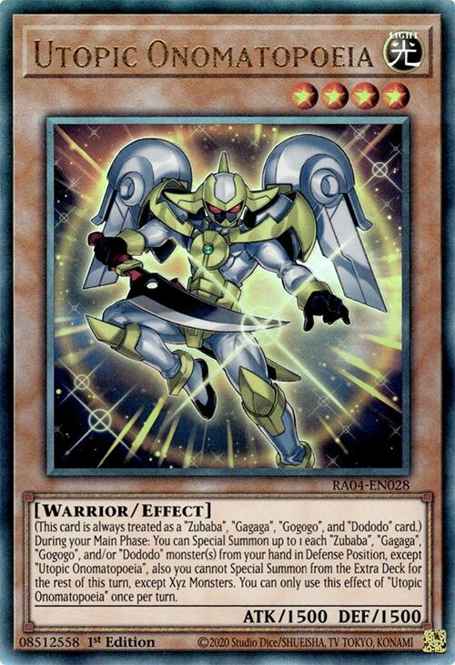 Utopic Onomatopoeia [RA04-EN028] Ultimate Rare | Deep Dive Games St. Marys