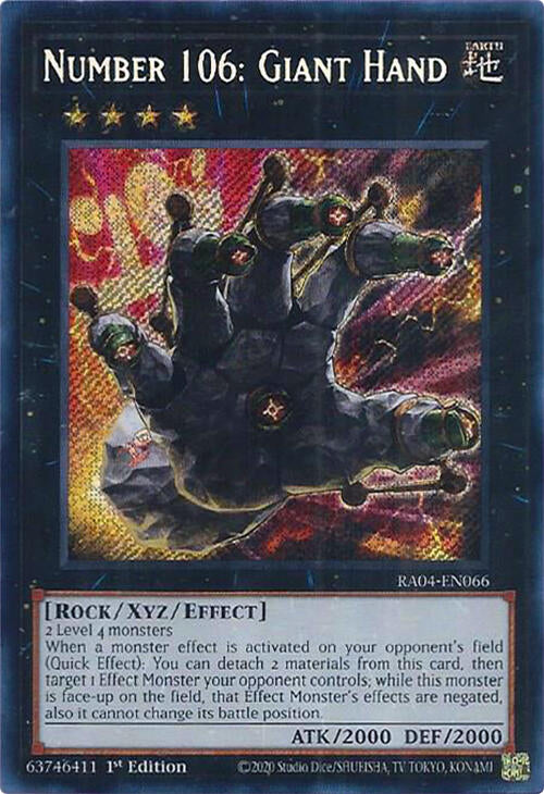 Number 106: Giant Hand [RA04-EN066] Secret Rare | Deep Dive Games St. Marys
