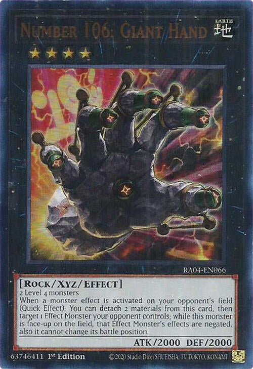 Number 106: Giant Hand [RA04-EN066] Ultra Rare | Deep Dive Games St. Marys