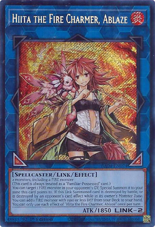 Hiita the Fire Charmer, Ablaze [RA04-EN074] Secret Rare | Deep Dive Games St. Marys