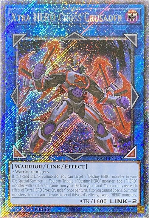 Xtra HERO Cross Crusader [RA04-EN076] Platinum Secret Rare | Deep Dive Games St. Marys