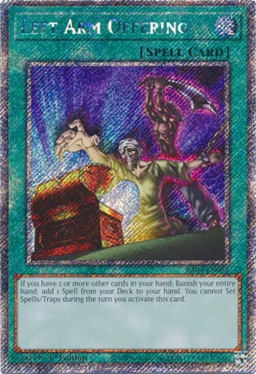 Left Arm Offering [RA04-EN086] Platinum Secret Rare | Deep Dive Games St. Marys