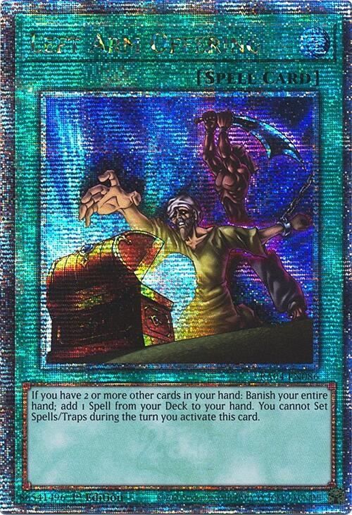 Left Arm Offering [RA04-EN086] Quarter Century Secret Rare | Deep Dive Games St. Marys
