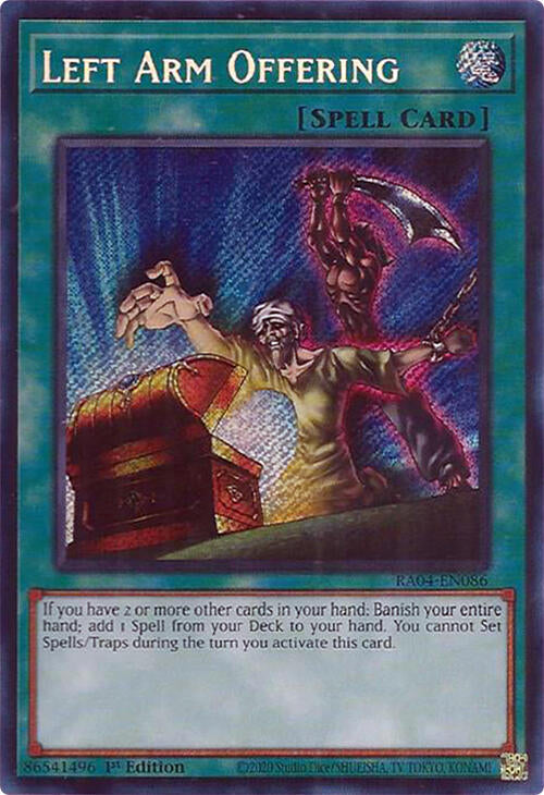 Left Arm Offering [RA04-EN086] Secret Rare | Deep Dive Games St. Marys