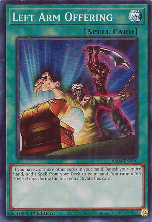 Left Arm Offering [RA04-EN086] Super Rare | Deep Dive Games St. Marys