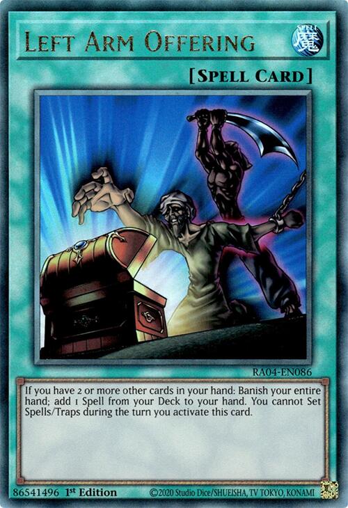 Left Arm Offering [RA04-EN086] Prismatic Ultimate Rare | Deep Dive Games St. Marys