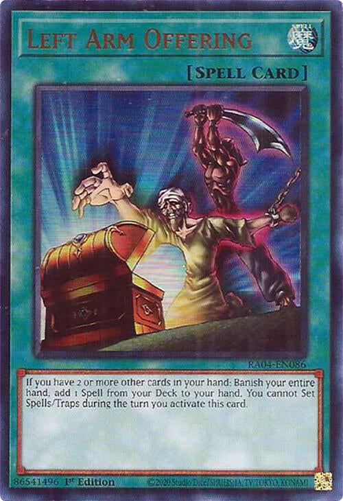 Left Arm Offering [RA04-EN086] Ultra Rare | Deep Dive Games St. Marys