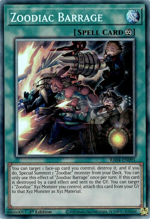 Zoodiac Barrage [RA04-EN091] Prismatic Collector's Rare | Deep Dive Games St. Marys