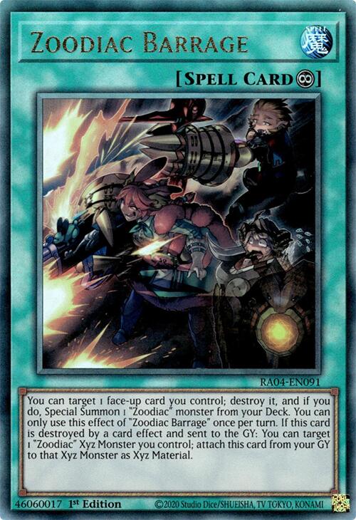 Zoodiac Barrage [RA04-EN091] Prismatic Ultimate Rare | Deep Dive Games St. Marys