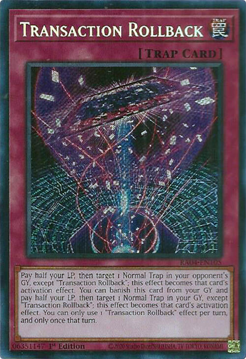 Transaction Rollback [RA04-EN105] Secret Rare | Deep Dive Games St. Marys