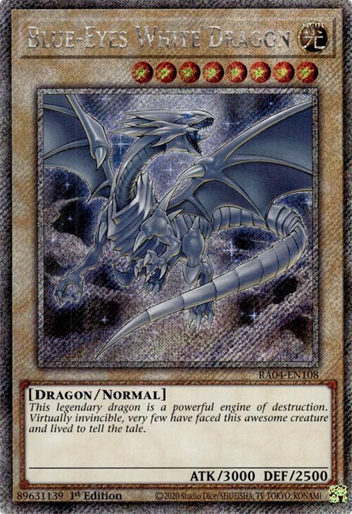 Blue-Eyes White Dragon (8th Art) [RA04-EN108] Platinum Secret Rare | Deep Dive Games St. Marys