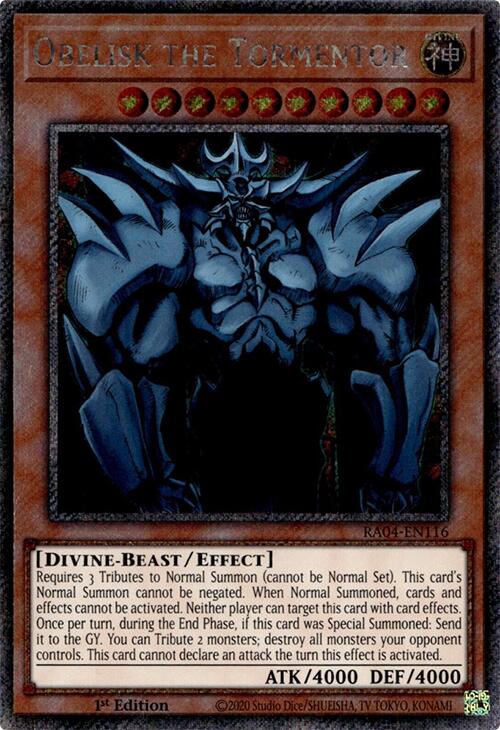 Obelisk the Tormentor [RA04-EN116] Platinum Secret Rare | Deep Dive Games St. Marys