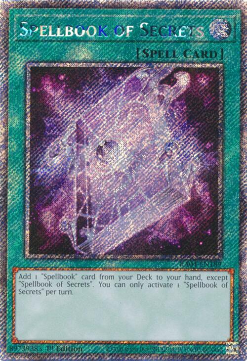 Spellbook of Secrets [RA04-EN189] Platinum Secret Rare | Deep Dive Games St. Marys