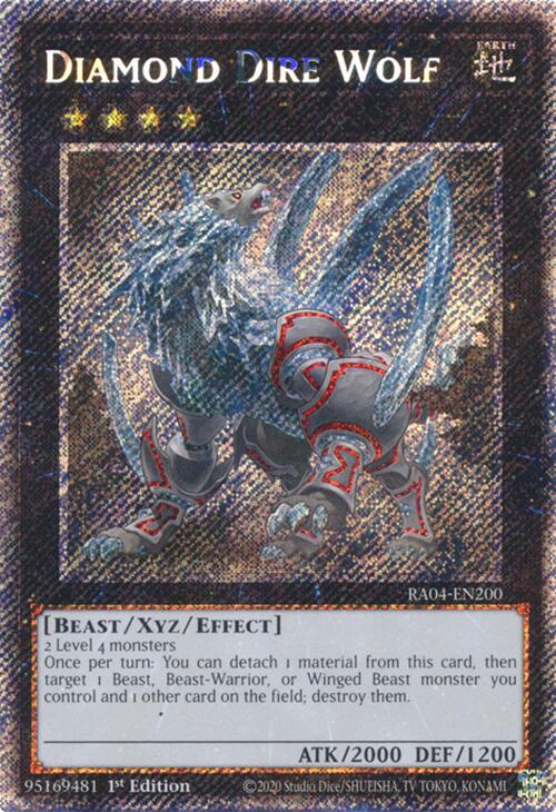 Diamond Dire Wolf [RA04-EN200] Platinum Secret Rare | Deep Dive Games St. Marys