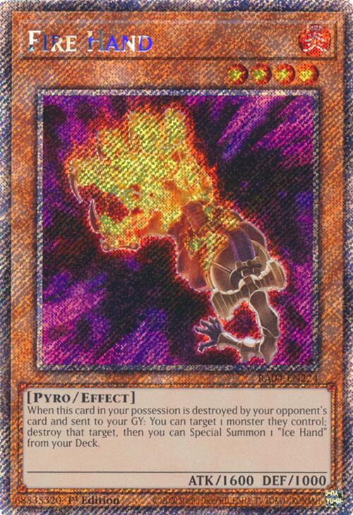 Fire Hand [RA04-EN224] Platinum Secret Rare | Deep Dive Games St. Marys