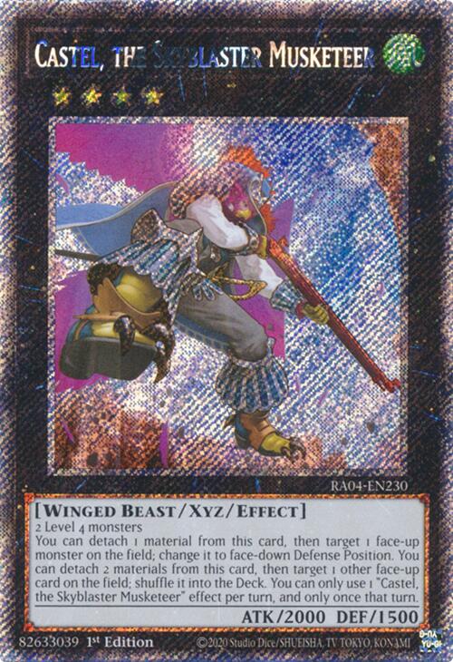 Castel, the Skyblaster Musketeer [RA04-EN230] Platinum Secret Rare | Deep Dive Games St. Marys