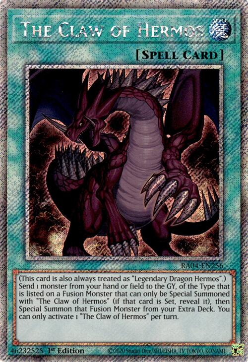 The Claw of Hermos [RA04-EN256] Platinum Secret Rare | Deep Dive Games St. Marys