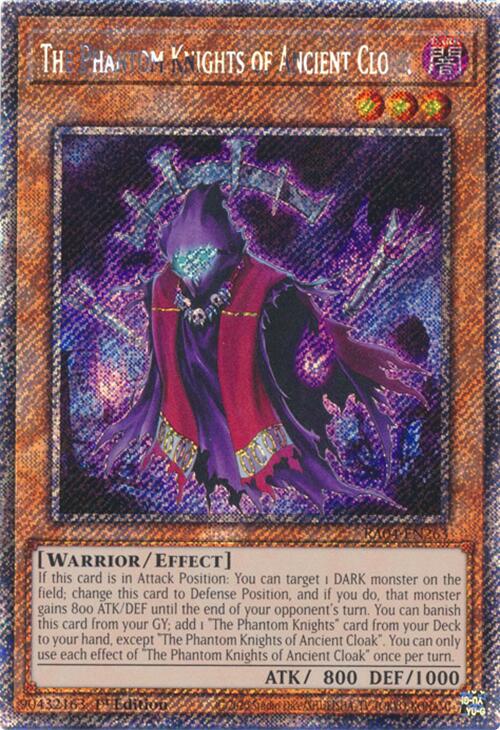 The Phantom Knights of Ancient Cloak [RA04-EN263] Platinum Secret Rare | Deep Dive Games St. Marys