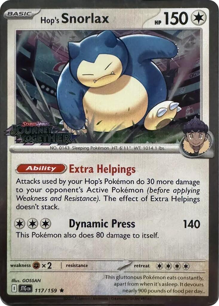Hop's Snorlax (117/159) (Cosmos Holo) [Scarlet & Violet: Journey Together] | Deep Dive Games St. Marys