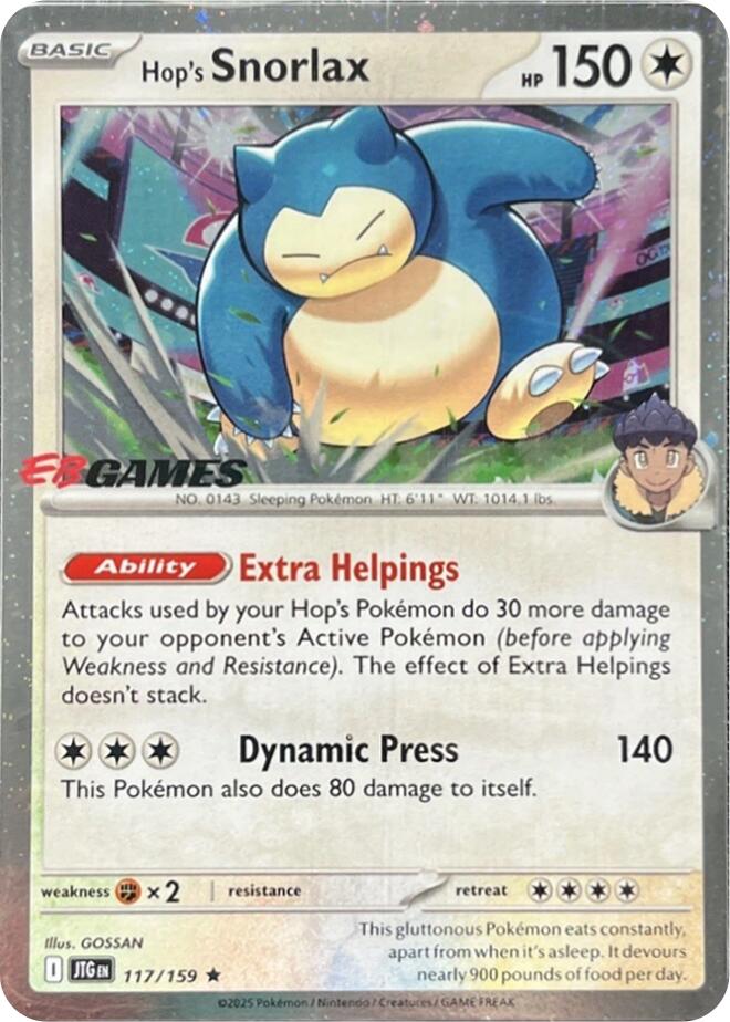 Hop's Snorlax (117/159) (EB Games) (Cosmos Holo) [Scarlet & Violet: Journey Together] | Deep Dive Games St. Marys