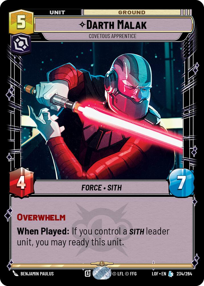 Darth Malak - Covetous Apprentice (234/264) (234/264) [Legends of the Force] | Deep Dive Games St. Marys
