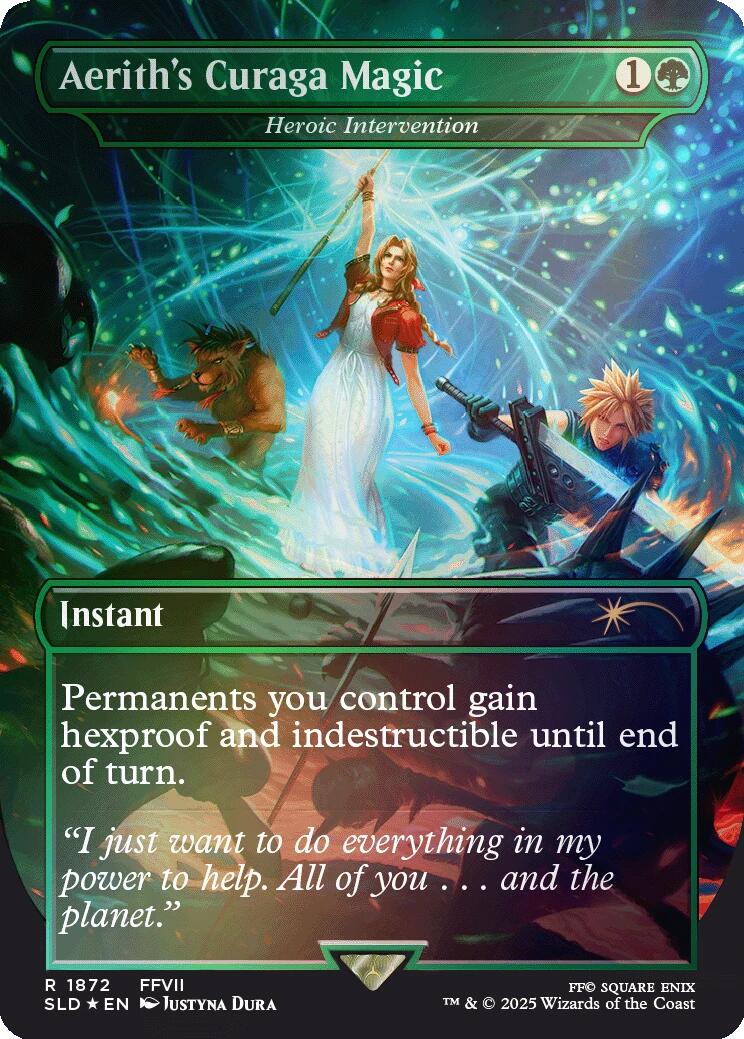 Aerith's Curaga Magic - Heroic Intervention (Rainbow Foil) [Secret Lair Drop Series] | Deep Dive Games St. Marys