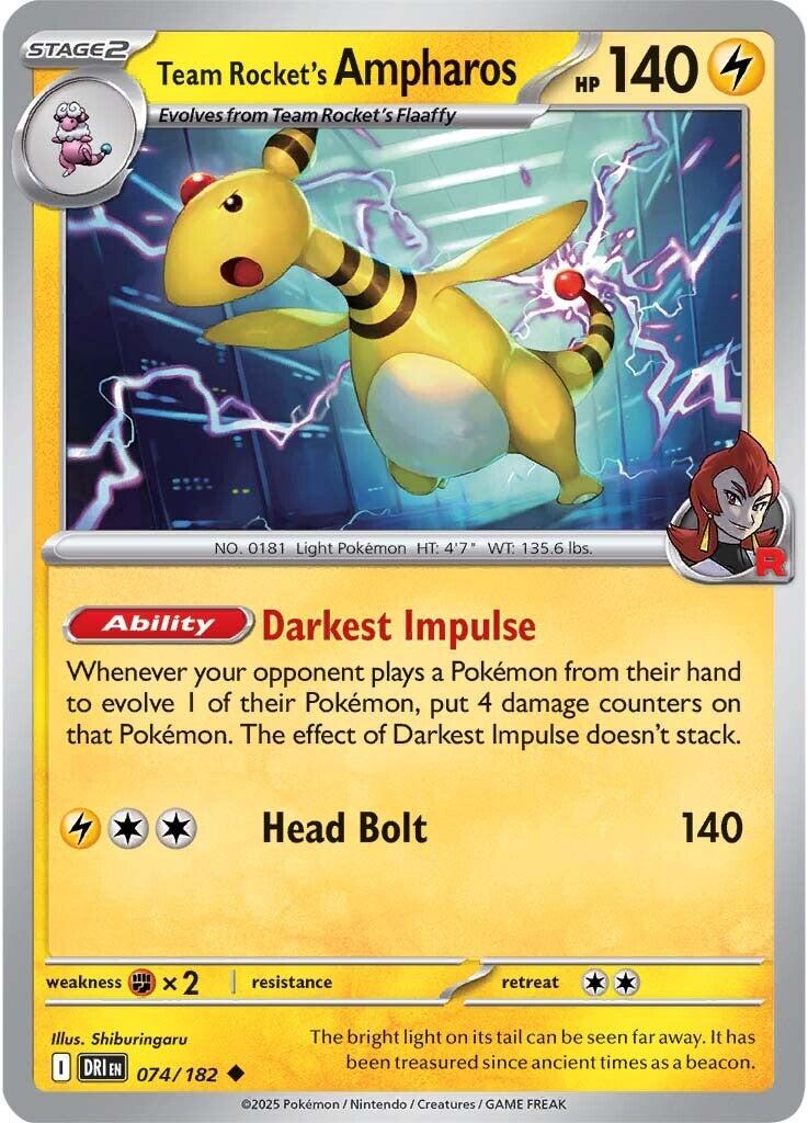 Team Rocket's Ampharos (074/182) [Scarlet & Violet: Destined Rivals] | Deep Dive Games St. Marys