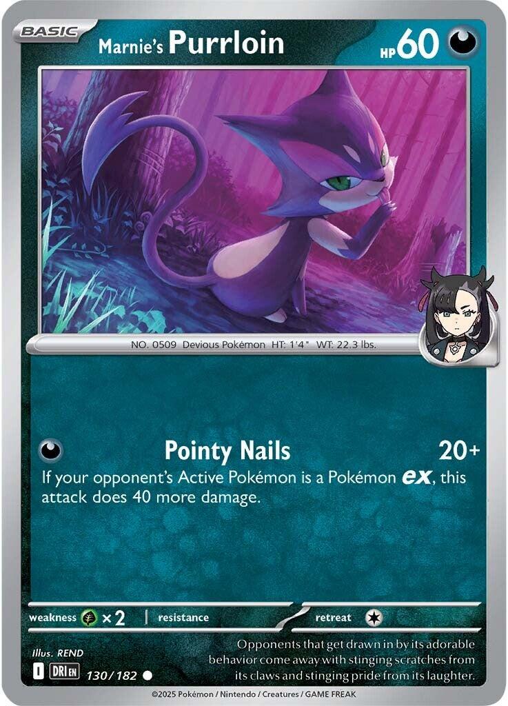 Marnie's Purrloin (130/182) [Scarlet & Violet: Destined Rivals] | Deep Dive Games St. Marys