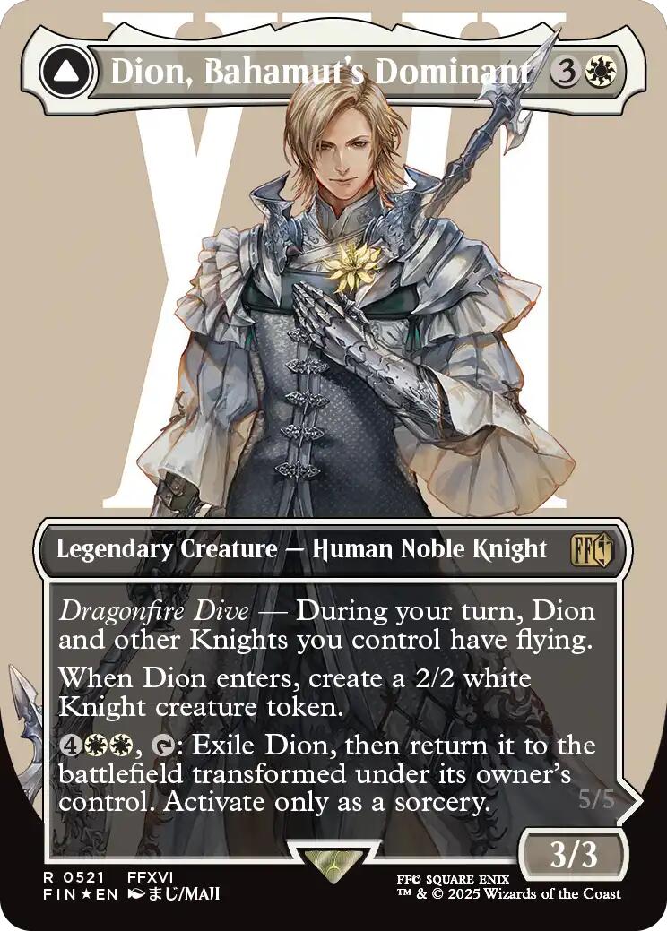 Dion, Bahamut's Dominant // Bahamut, Warden of Light (Borderless) (Surge Foil) [FINAL FANTASY] | Deep Dive Games St. Marys