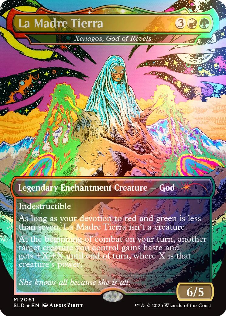 La Madre Tierra - Xenagos, God of Revels (Rainbow Foil) [Secret Lair Drop Series] | Deep Dive Games St. Marys
