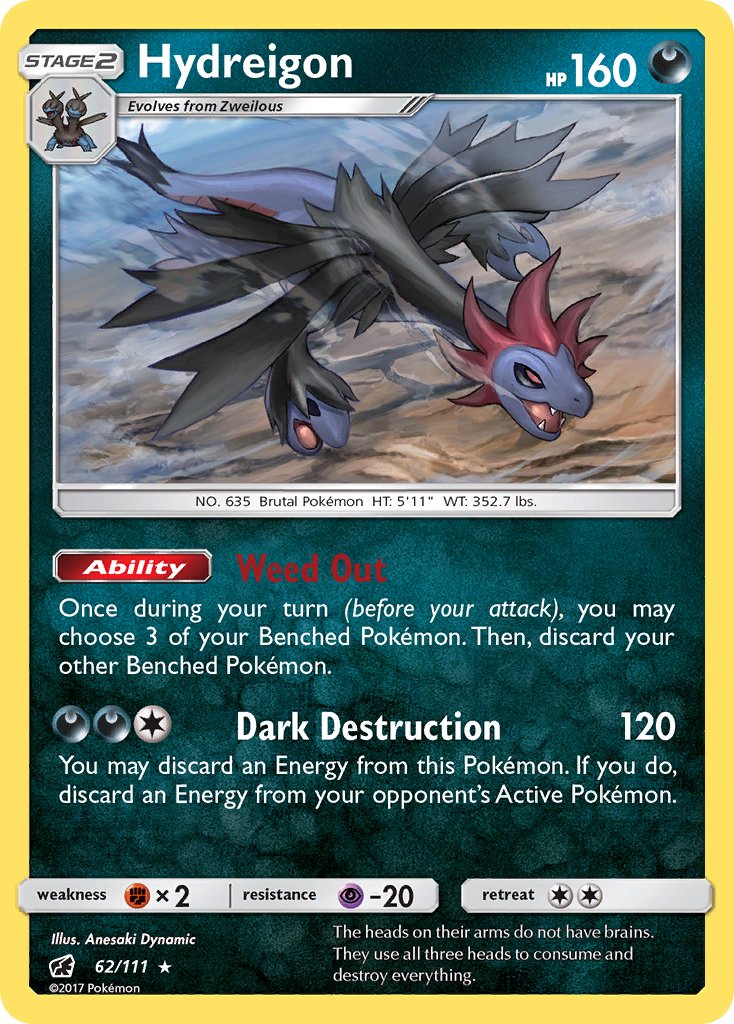 Hydreigon (62/111) (Cracked Ice Holo) (Theme Deck Exclusive) [Sun & Moon: Crimson Invasion] | Deep Dive Games St. Marys