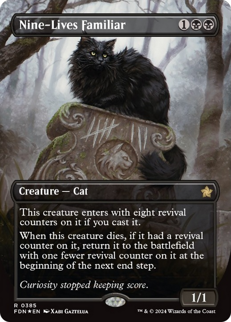 Nine-Lives Familiar (Borderless Mana Foil) [Foundations] | Deep Dive Games St. Marys