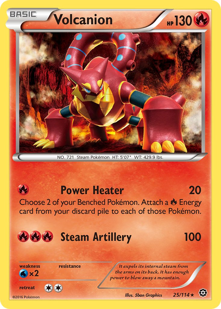 Volcanion (25/114) (Cracked Ice Holo) (Theme Deck Exclusive) [XY: Steam Siege] | Deep Dive Games St. Marys