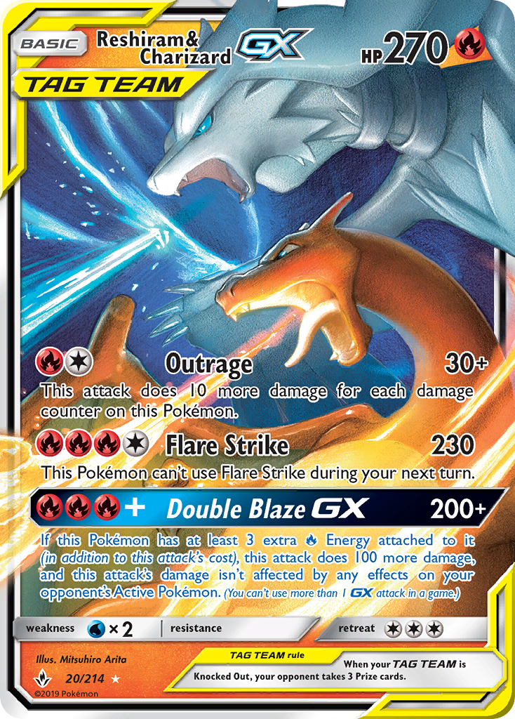 Reshiram & Charizard GX (20/214) [Sun & Moon: Unbroken Bonds] | Deep Dive Games St. Marys