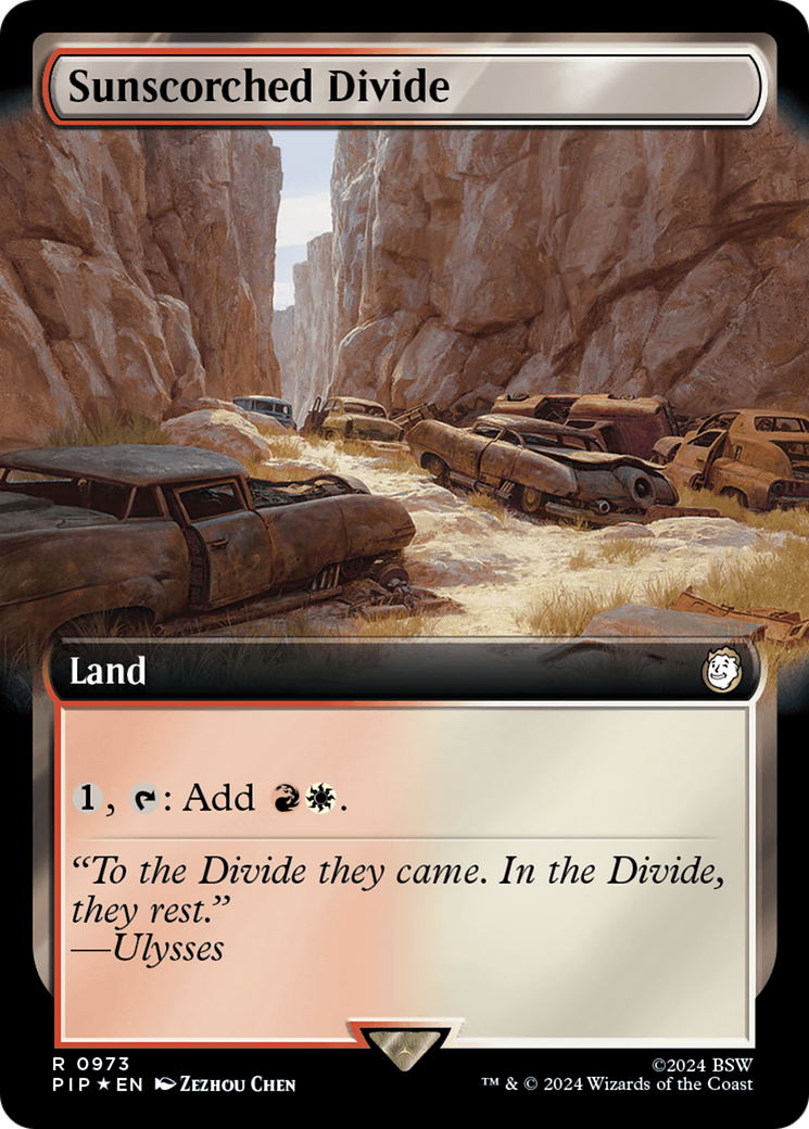 Sunscorched Divide (Extended Art) (Surge Foil) [Fallout] | Deep Dive Games St. Marys