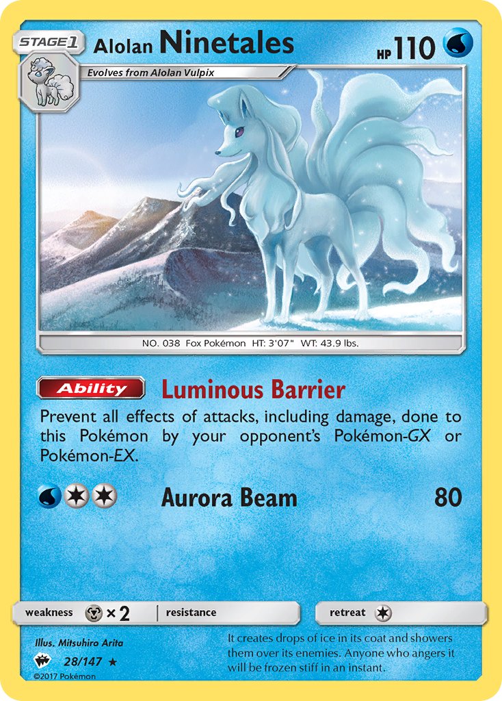 Alolan Ninetales (28/147) (Water Web Holo) (Theme Deck Exclusives) [Sun & Moon: Burning Shadows] | Deep Dive Games St. Marys