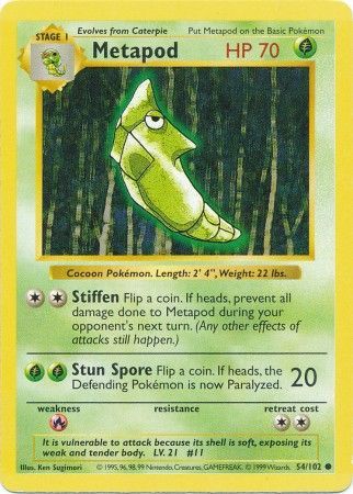 Metapod (54/102) [Base Set Shadowless Unlimited] | Deep Dive Games St. Marys