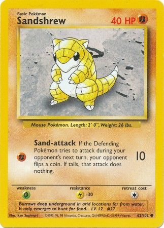 Sandshrew (62/102) [Base Set Unlimited] | Deep Dive Games St. Marys