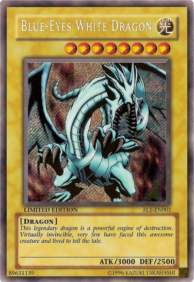 Blue-Eyes White Dragon [FL1-EN001] Secret Rare | Deep Dive Games St. Marys