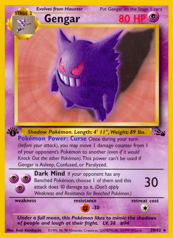 Gengar (20/62) [Fossil 1st Edition] | Deep Dive Games St. Marys