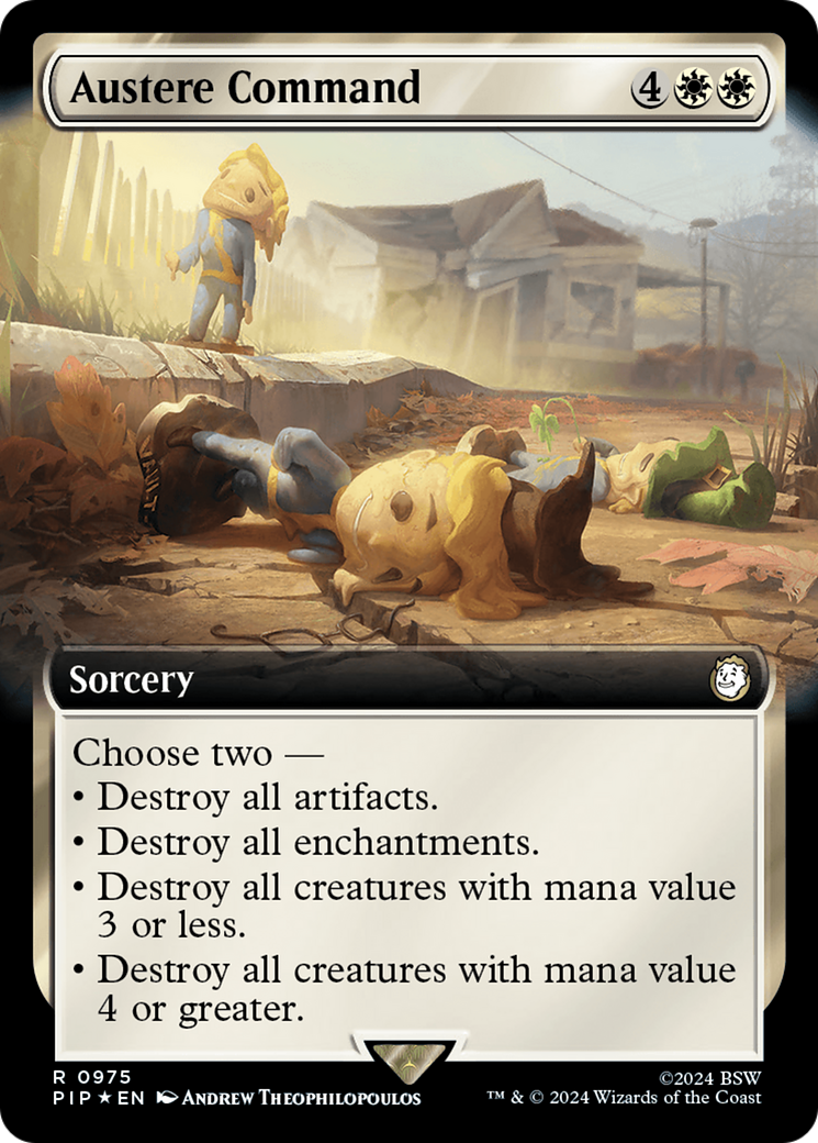 Austere Command (Extended Art) (Surge Foil) [Fallout] | Deep Dive Games St. Marys