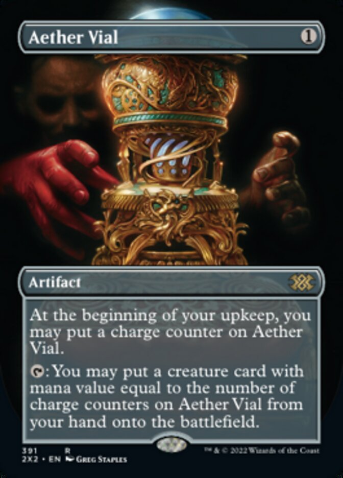 Aether Vial (Borderless Alternate Art) [Double Masters 2022] | Deep Dive Games St. Marys